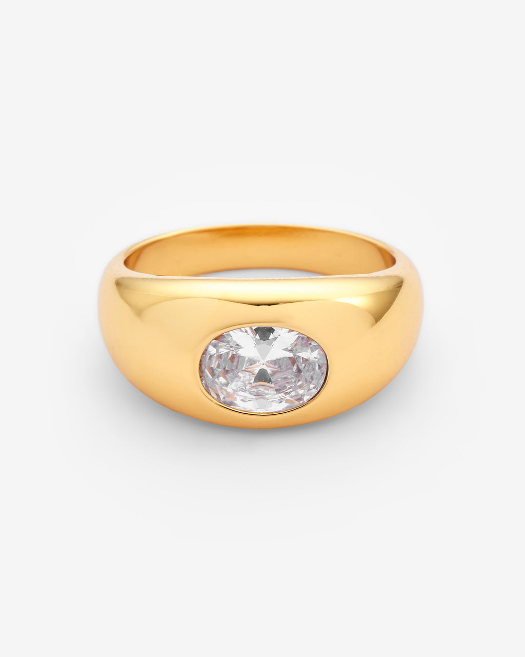 Gemstone Dome Ring Gold 10mm – Cernucci - Main Image