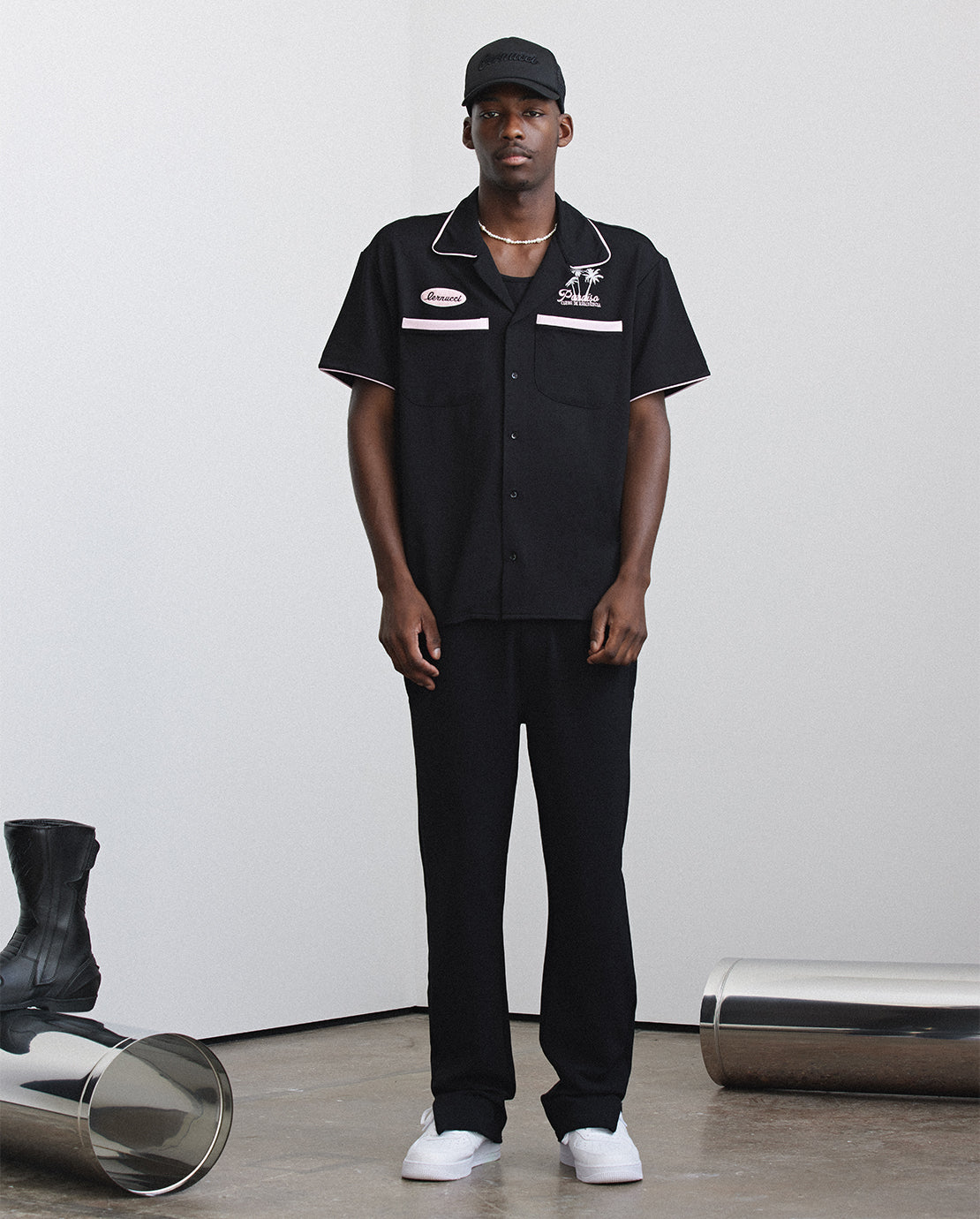 Boxy Fit Paradise Bowling Shirt - Black – Cernucci