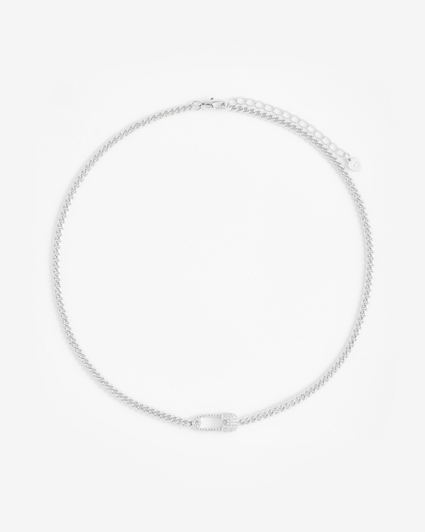 Iced Safety Pin Necklace Cernucci