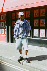 Nylon Check Hooded Windbreaker - Blue