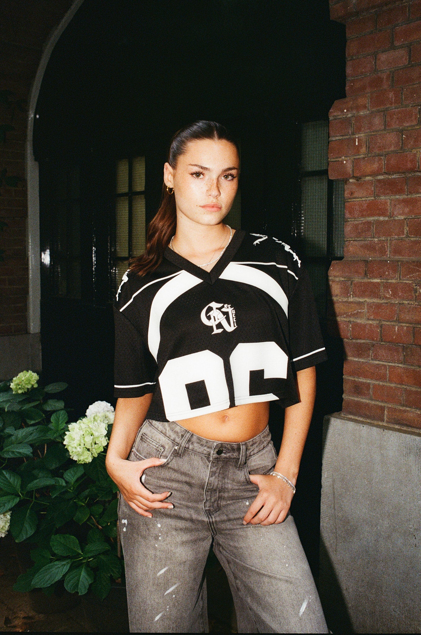 86 Cropped Mesh Top - Black