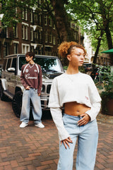 Faux Layer Embroidered T-Shirt - Ash Grey