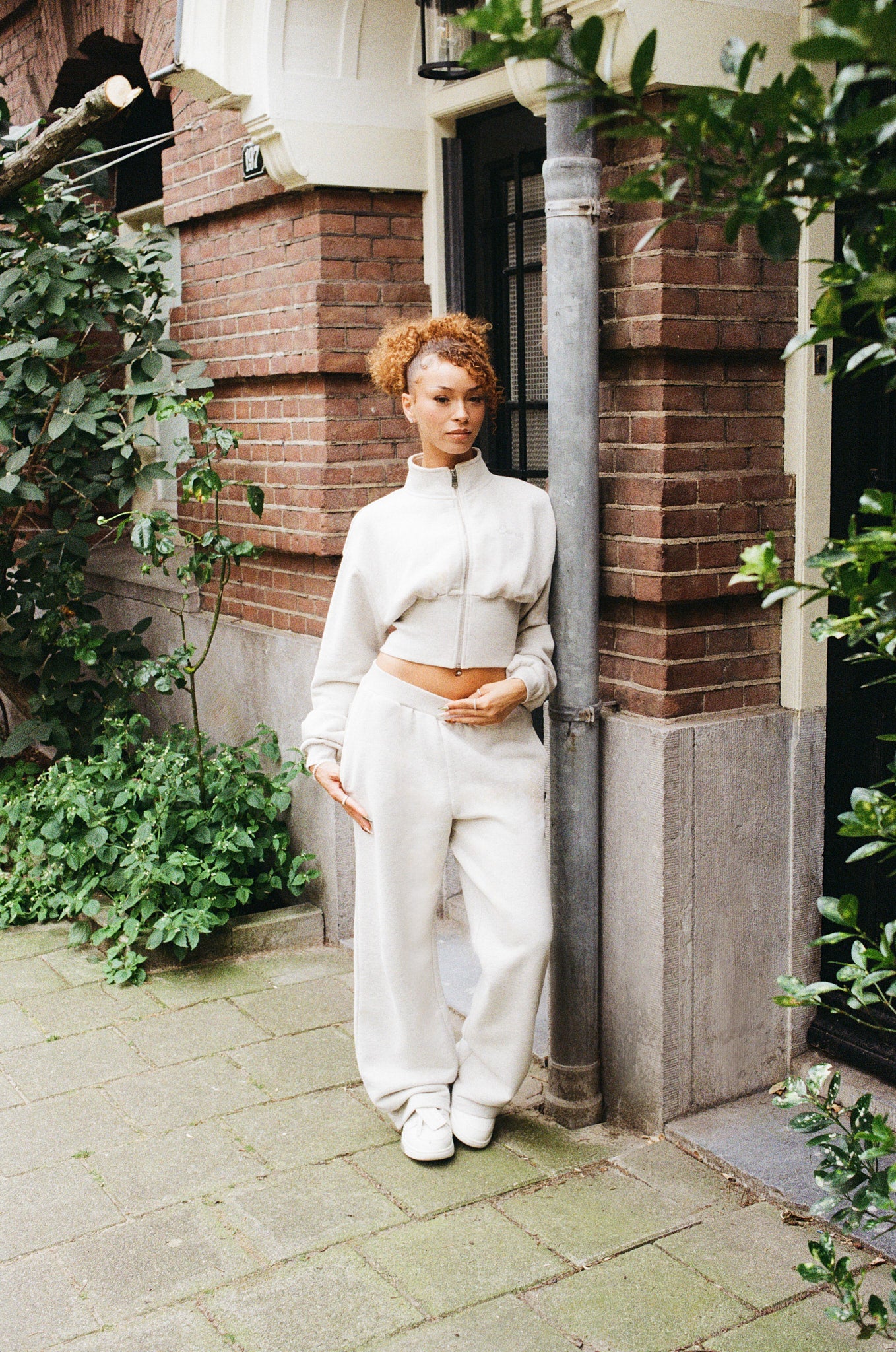 Rib Waistband Wide Leg Jogger - Ash Grey