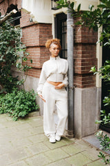 Jogginghose mit weitem Bein und geripptem Bund – Aschgrau