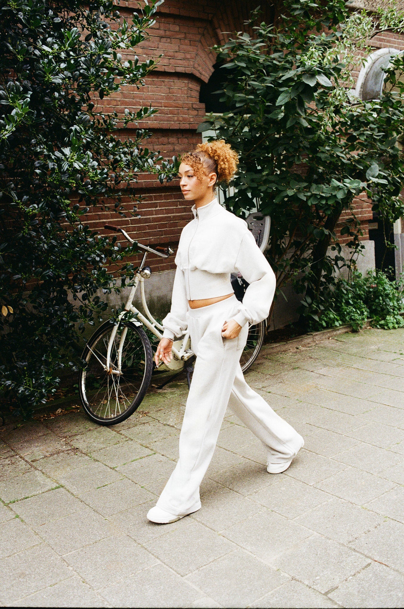 Deep Rib Funnel Neck & Wide Leg Jogger - Ash Grey