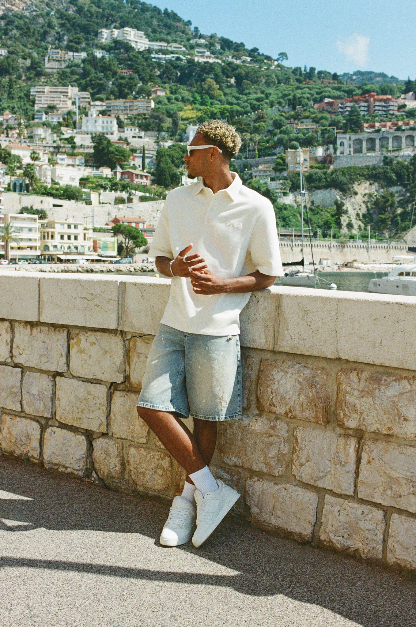 Paint Splatter Denim Bermuda Jorts - Antique Wash