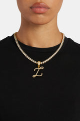35mm Gold Plated Iced Letter Pendant