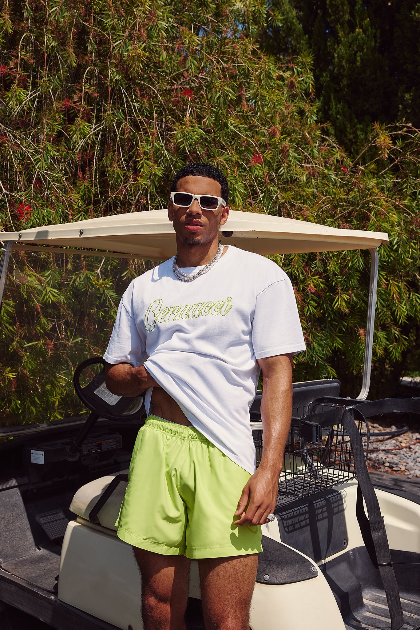 Oversize-T-Shirt mit Cernucci-Umriss - Weiß