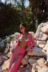 Strandhose mit weitem Bein - Rosa