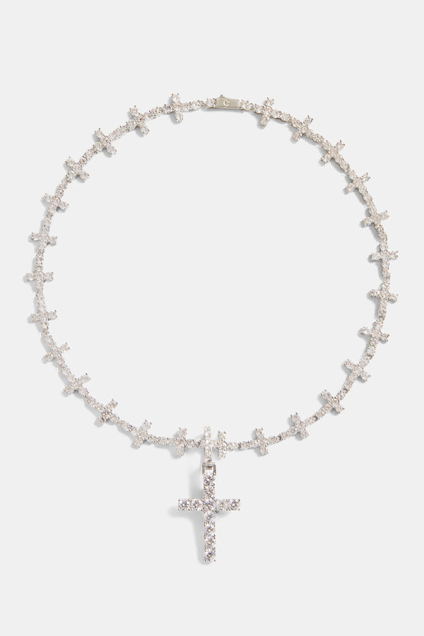 10mm Iced CZ Cross Chain With 35mm Cross Pendant