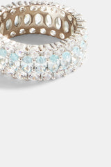 10 mm 925er Ring mit blauen und klaren Zirkoniasteinen