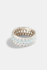 10 mm 925er Ring mit blauen und klaren Zirkoniasteinen