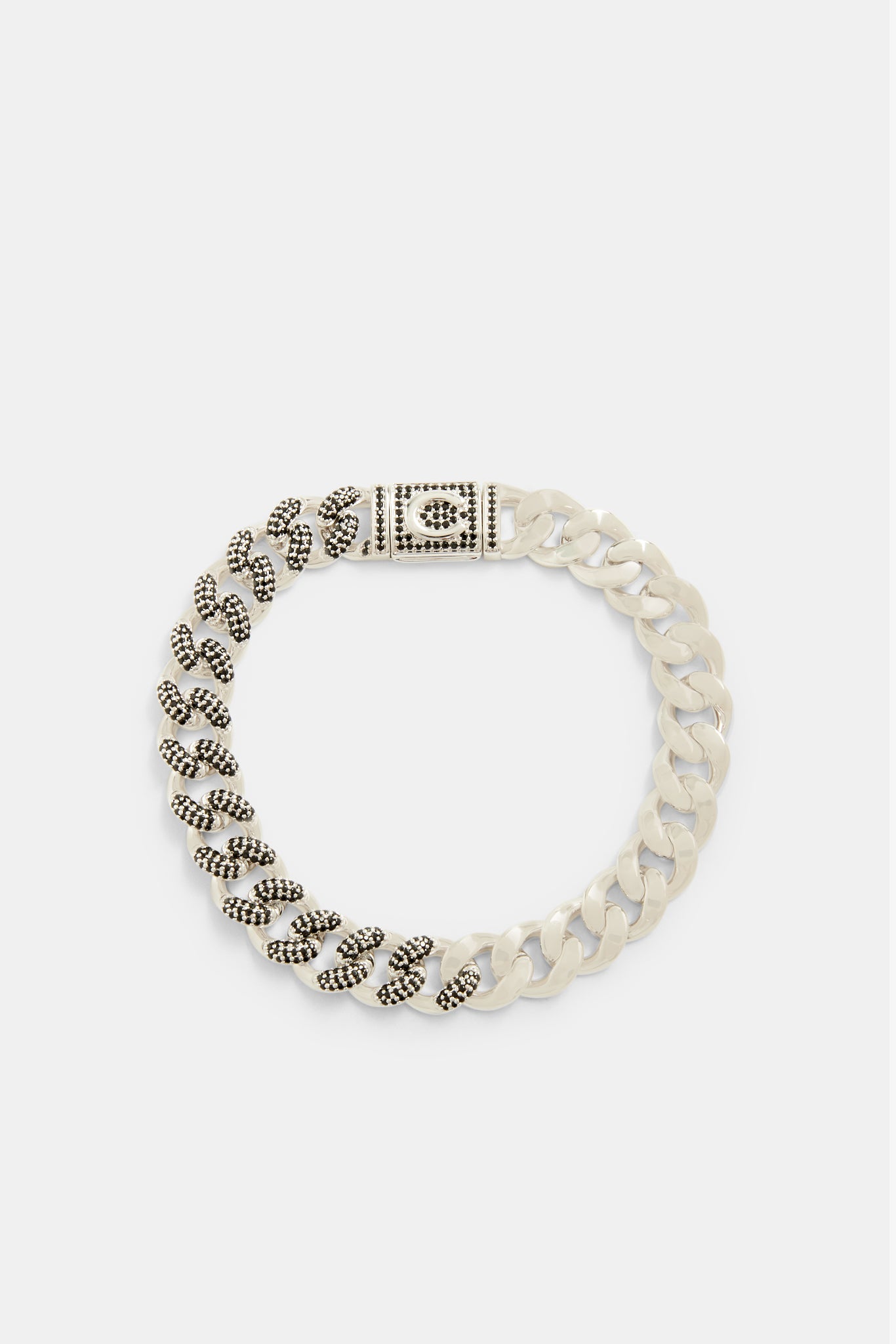 10 mm halb poliertes, halb vereistes schwarzes kubanisches Zirkonia-Armband