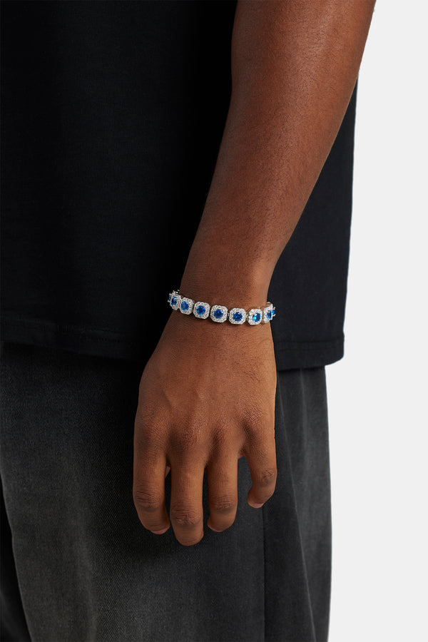 10mm Iced Blue CZ Cluster Bracelet