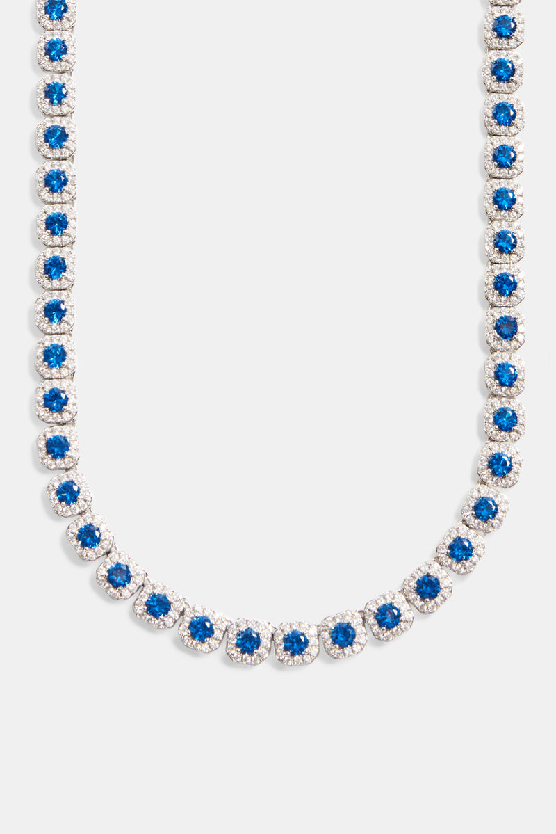 10mm Iced Blue CZ Cluster Chain