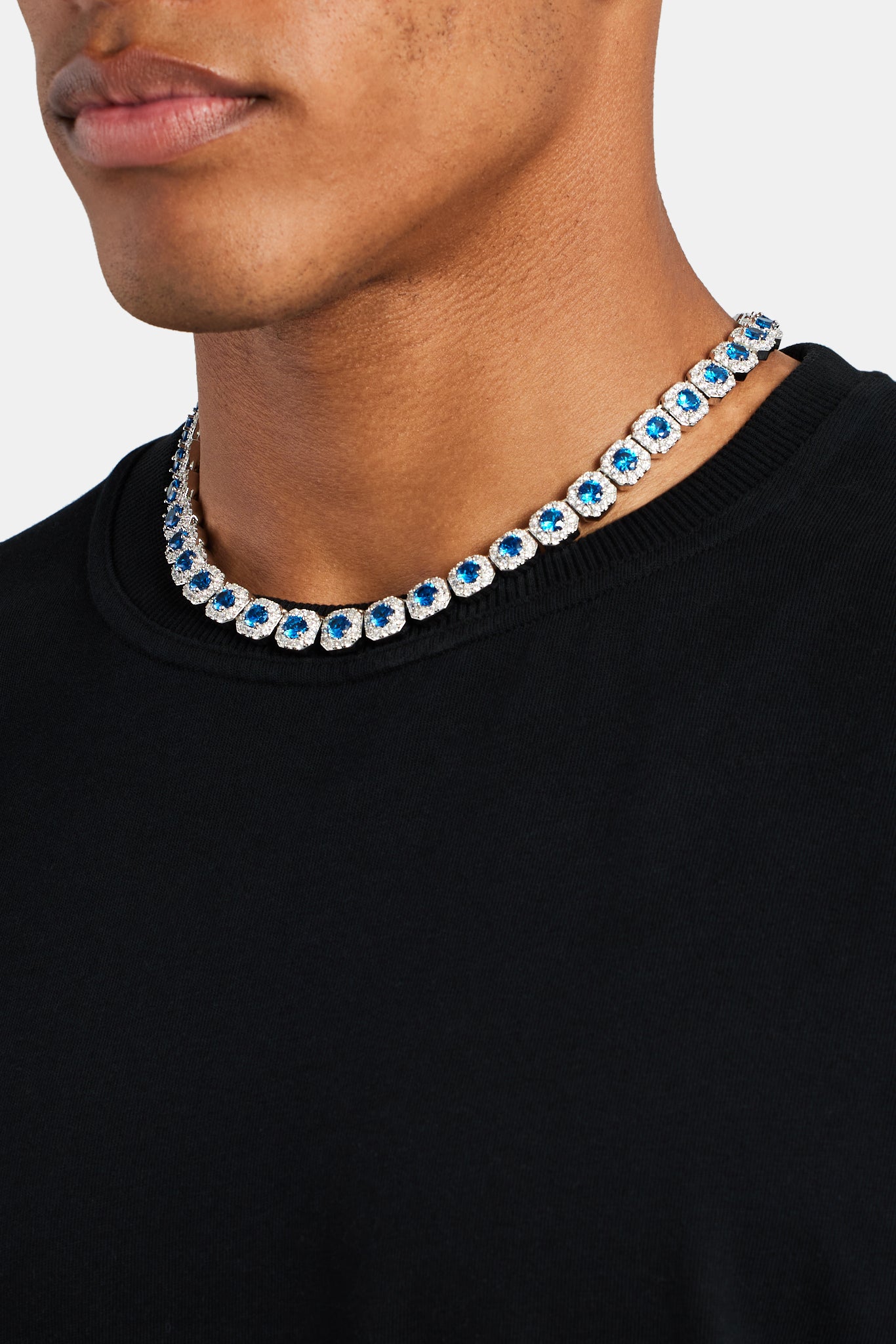 Blue String Chain 10mm Iced Blue CZ Cluster Chain - White Gold | Mens Chains | Shop ...