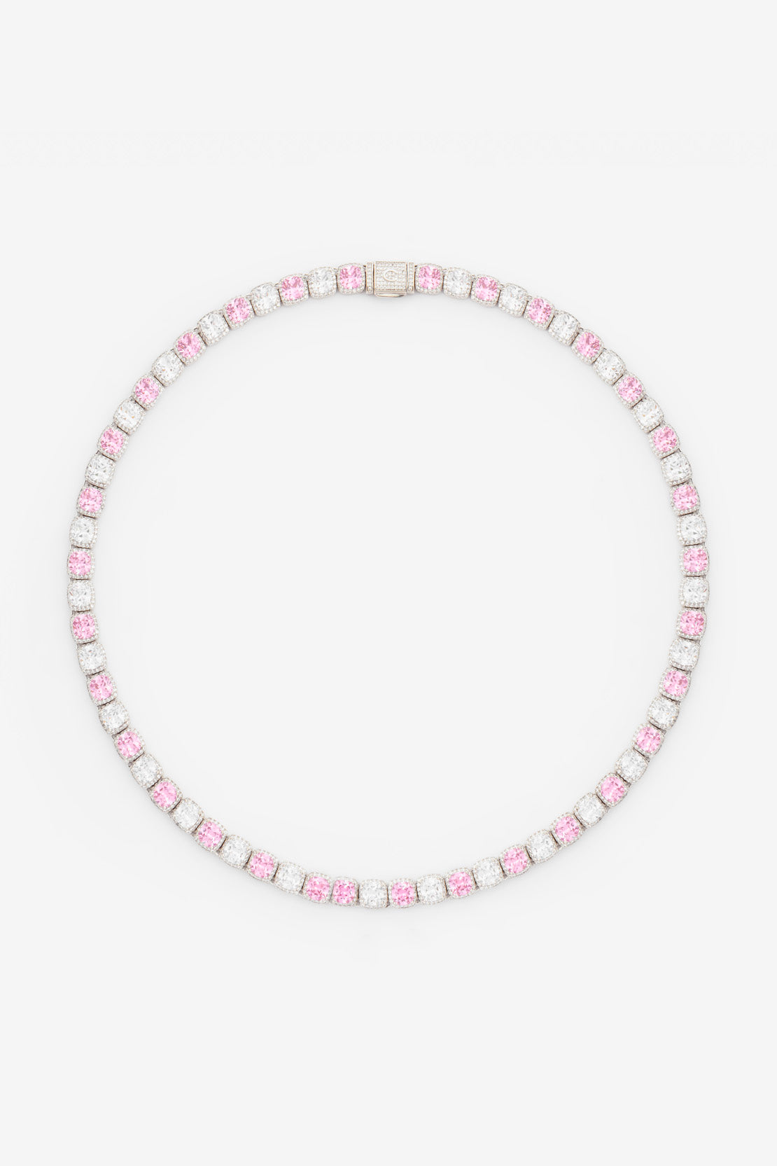 10 mm lange, durchgehende Kette mit rosa und durchsichtiger Eisfassung