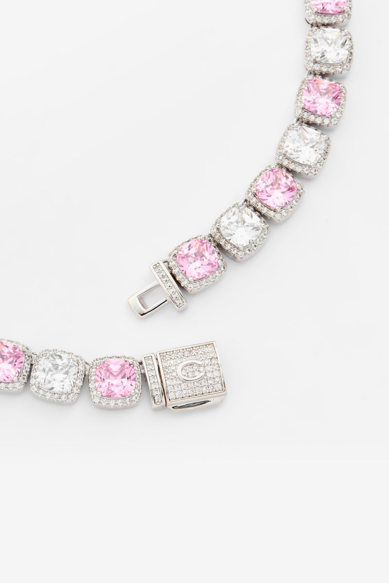 10mm Pink & Clear Iced Bezel Allway Chain