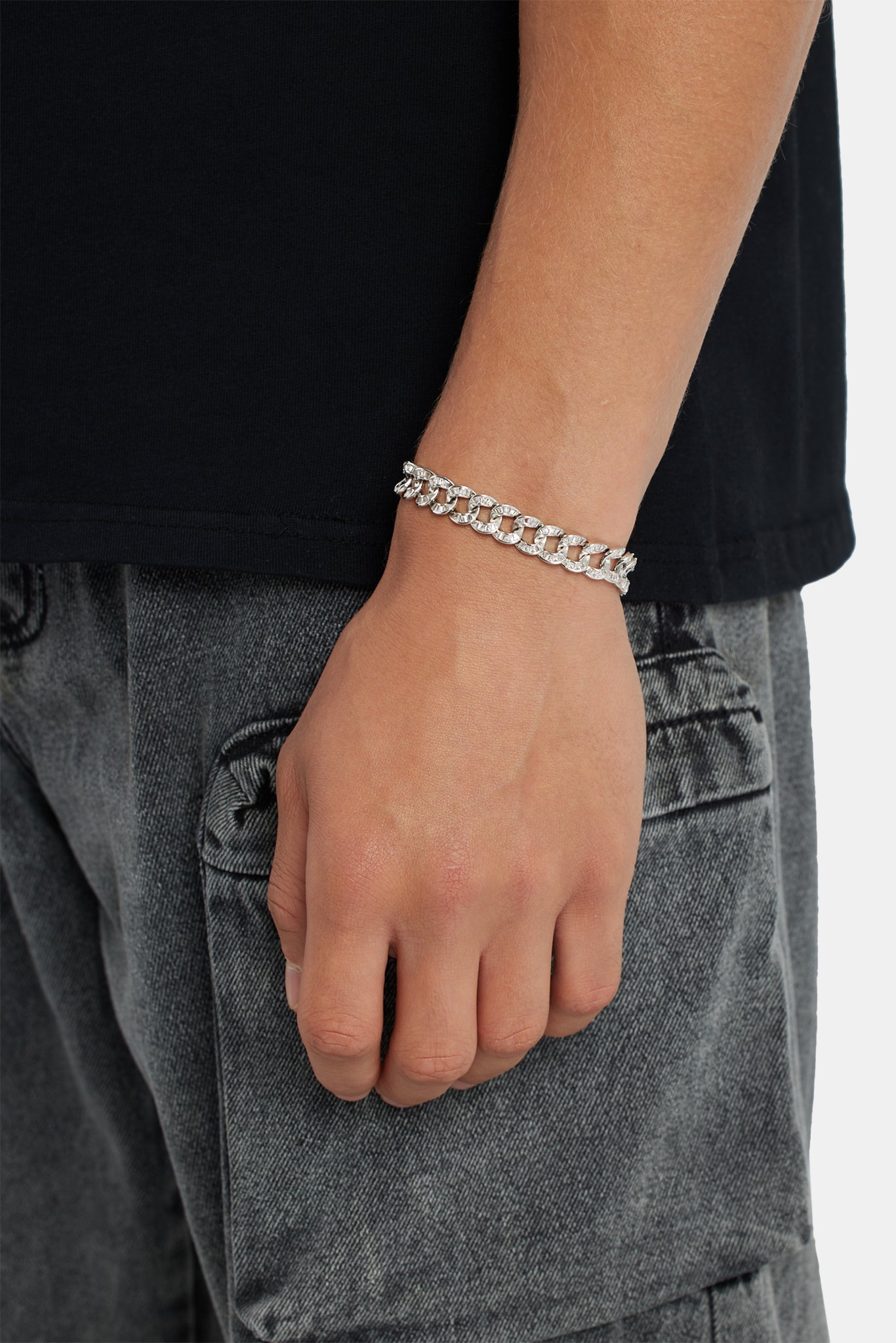 10 mm kubanisches Baguette-Armband mit Iced CZ