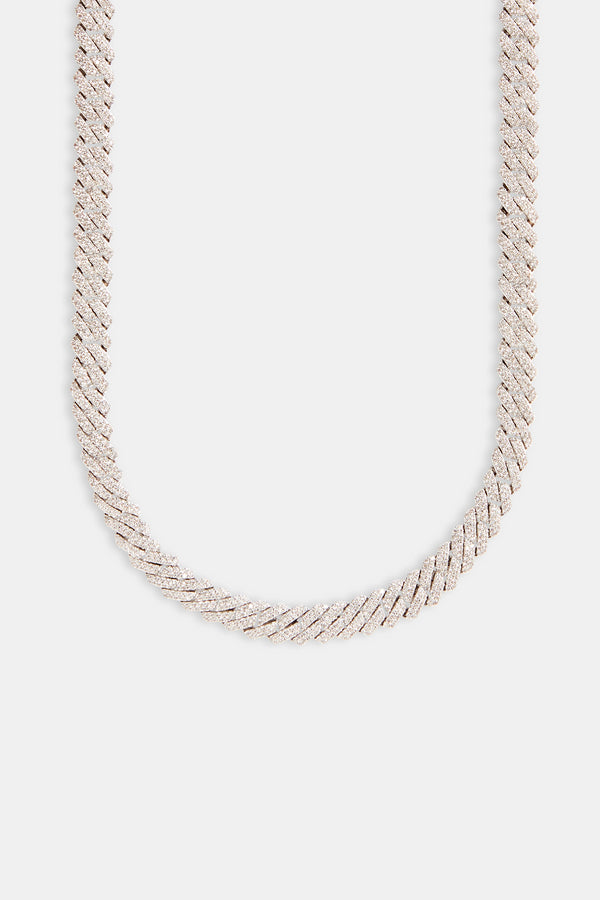 10mm iced prong link chain on white background