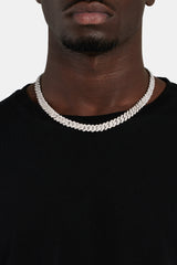 Male model wearing the 10mm iced prong link chain 