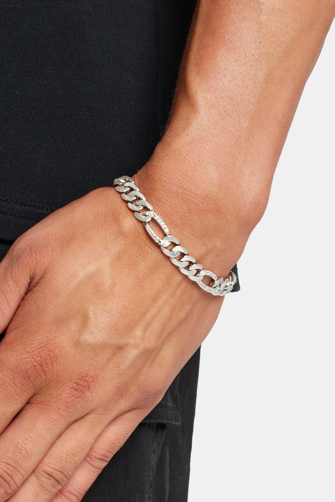7mm Polished And Iced Figaro Bracelet – Cernucci