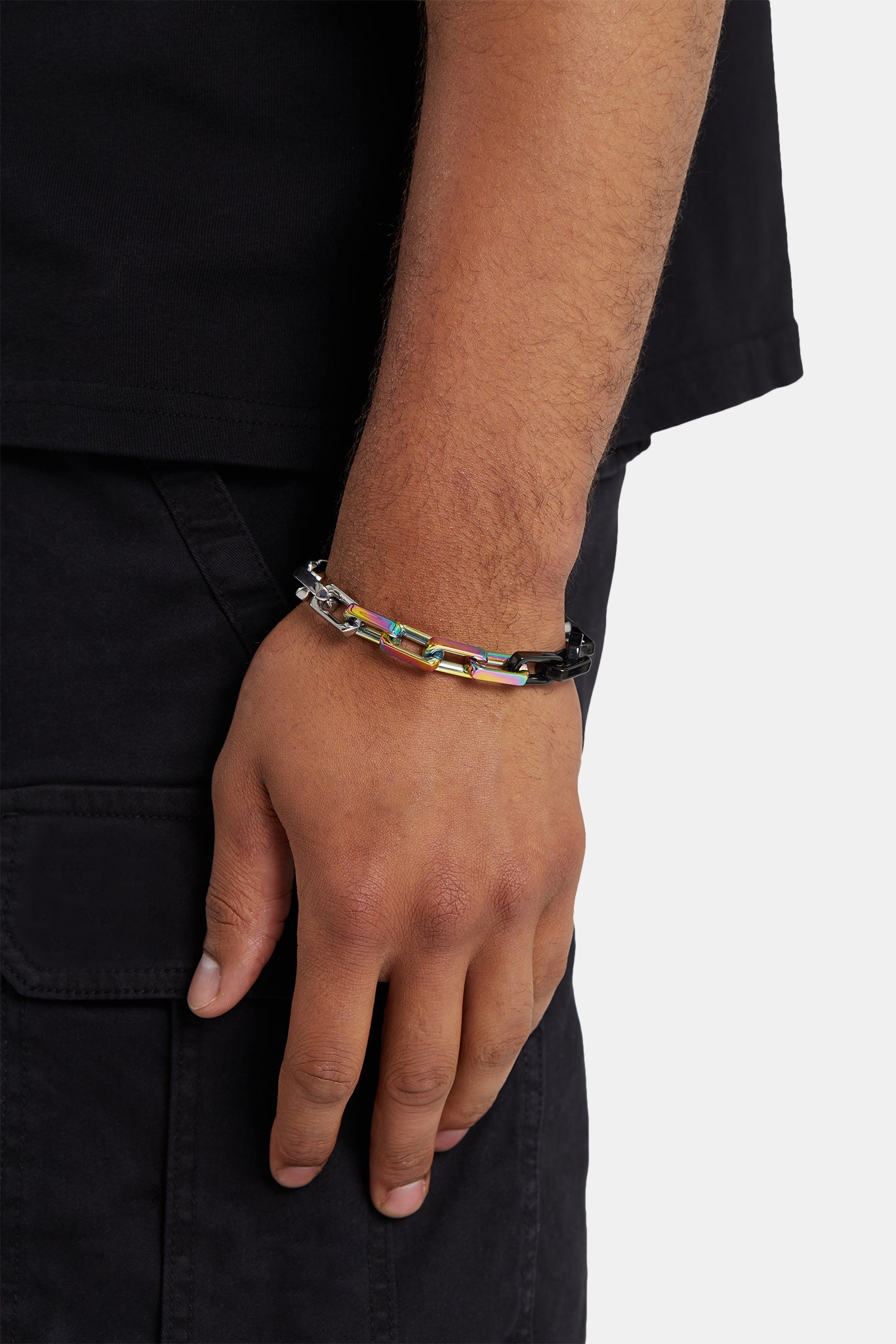 10 mm Gliederarmband aus Ölteppich-Mix