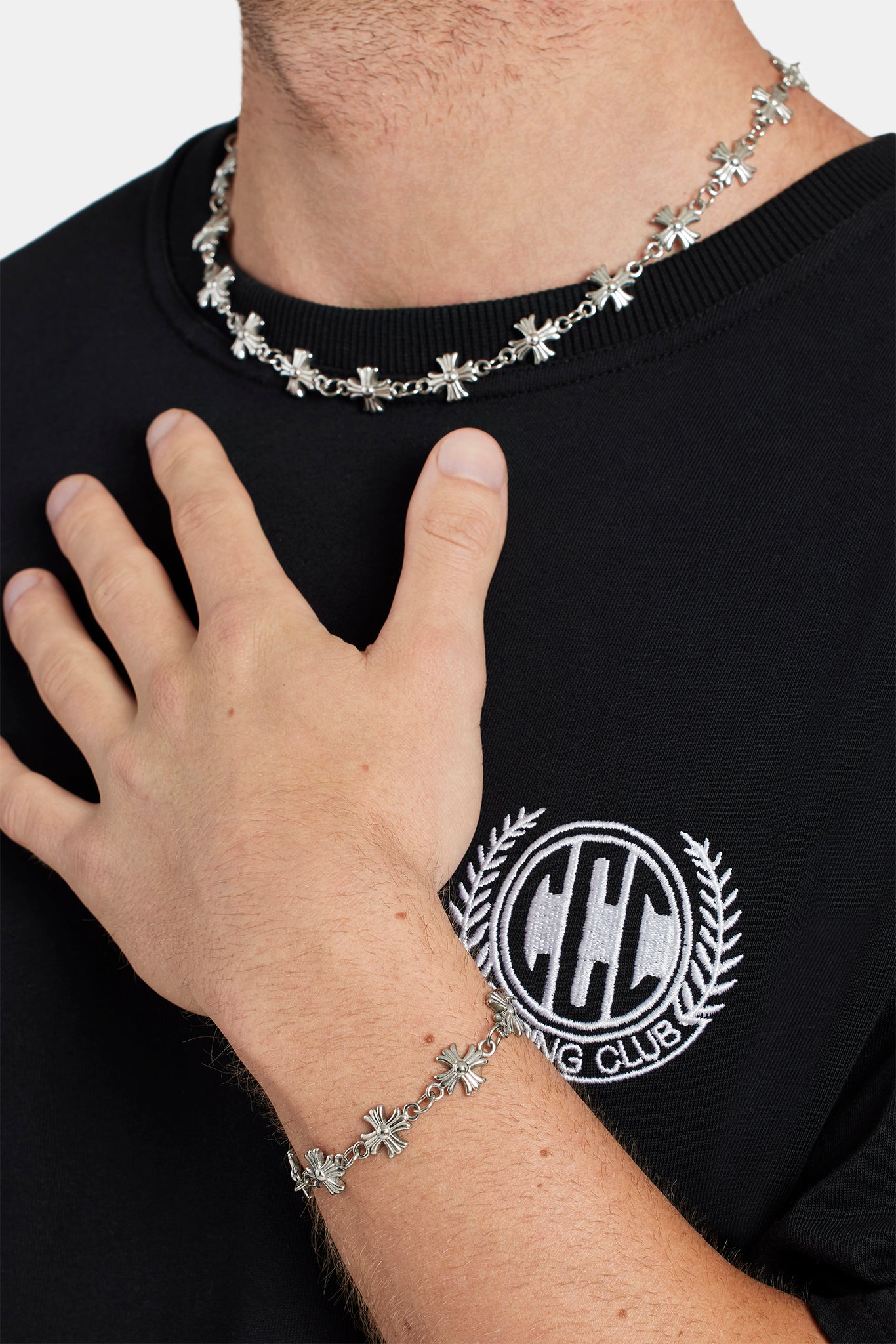 12mm Pewter Cross Stainless Steel Bracelet – Cernucci