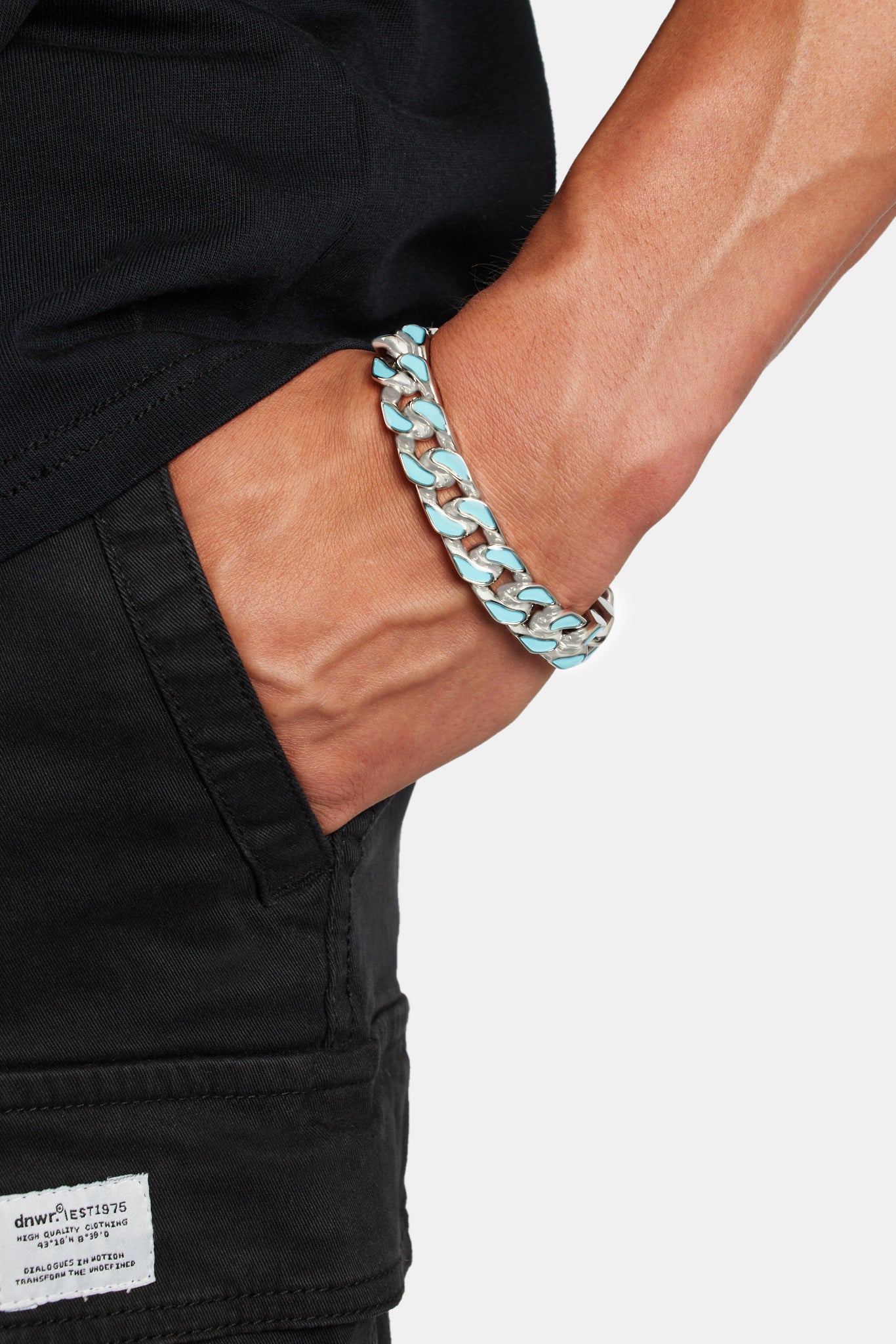 12 mm blaues Emaille-Kuba-Armband