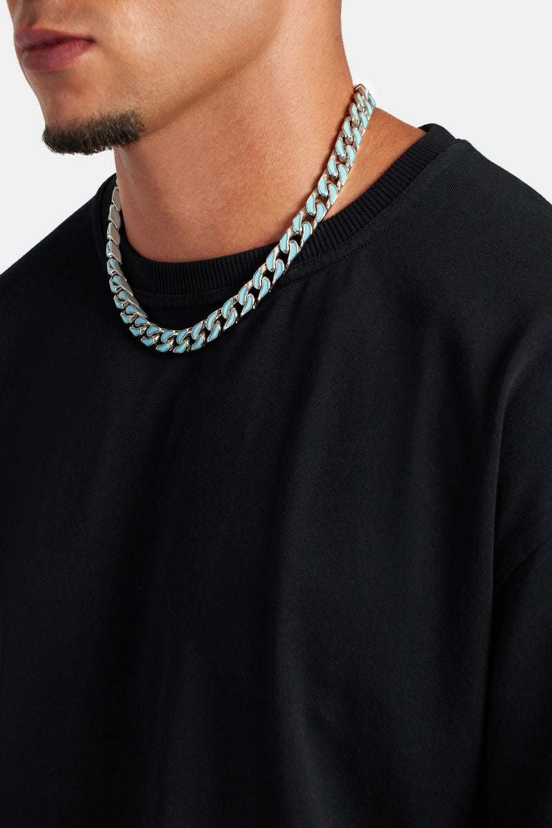 Blue String Chain 12mm Blue Enamel Cuban Chain – Cernucci
