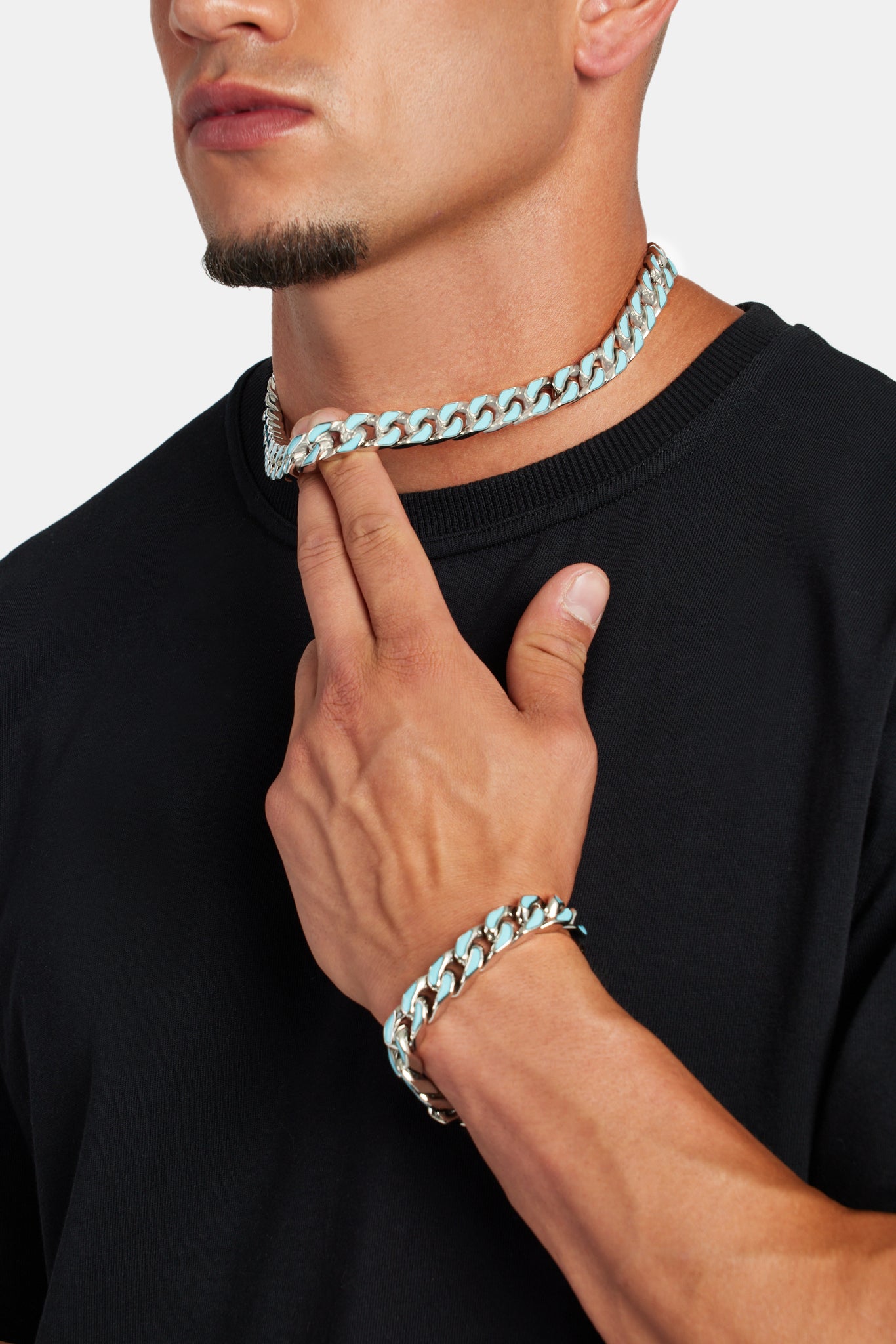 12 mm blaues Emaille-Kuba-Armband