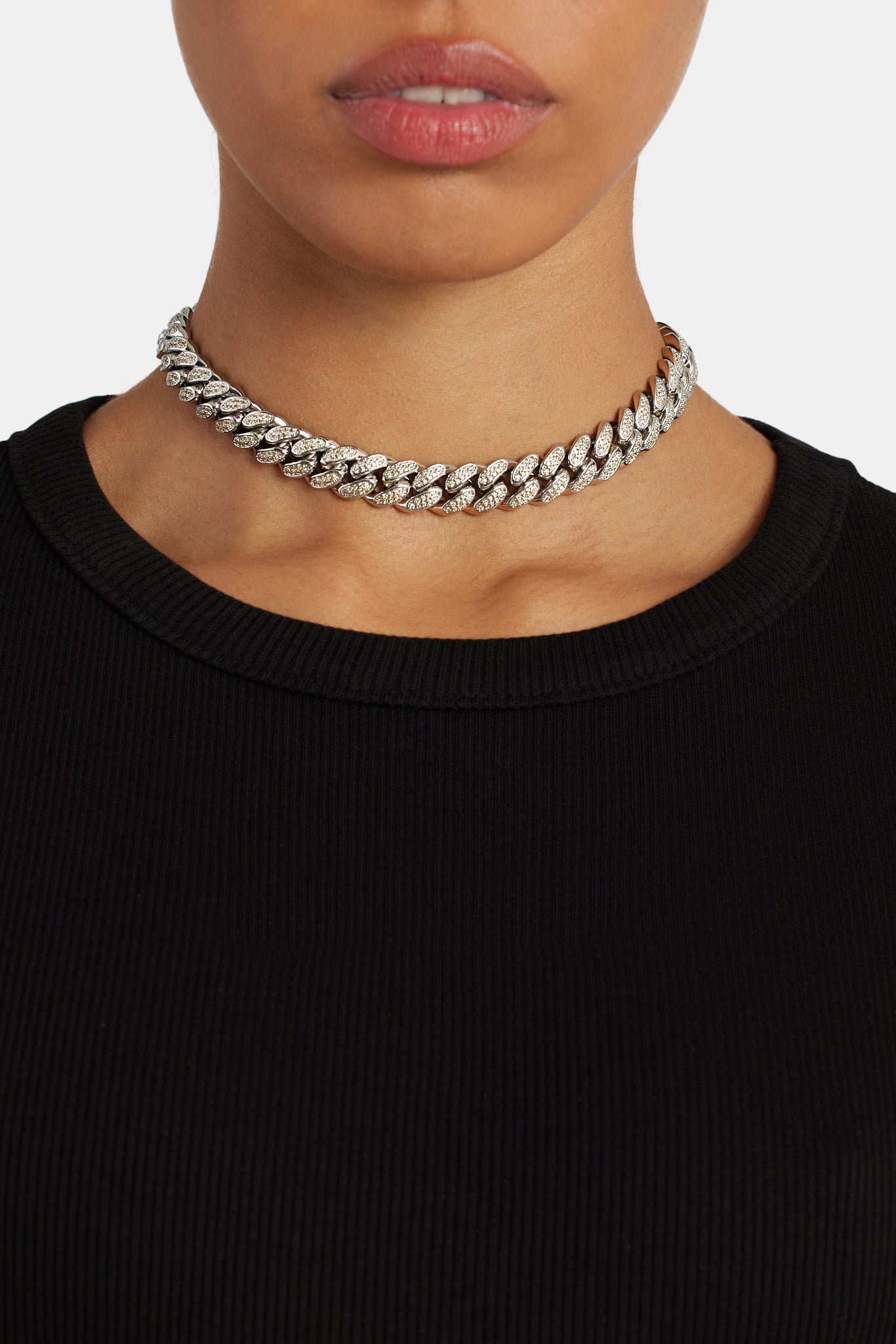 12 mm gelbes Iced Out Cuban Chain Choker