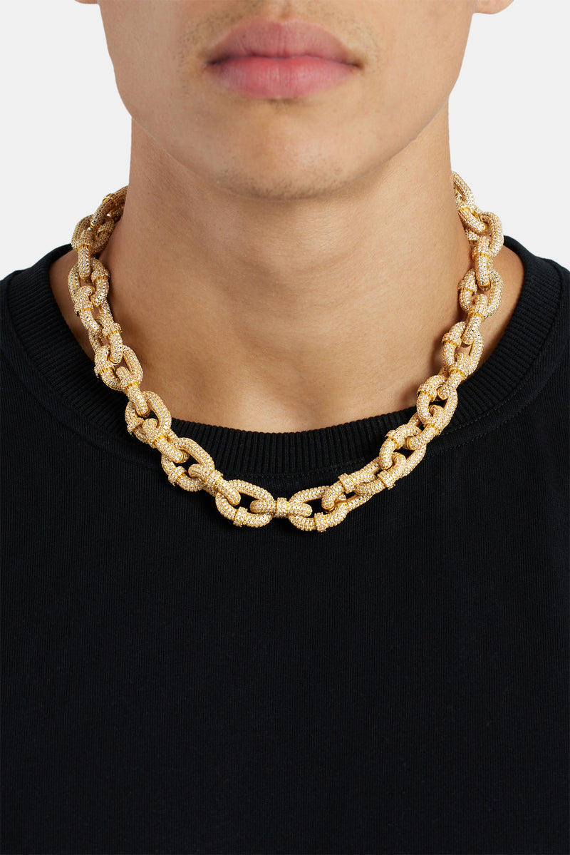 14mm Iced Chunky Link Pave Chain Gold – Cernucci