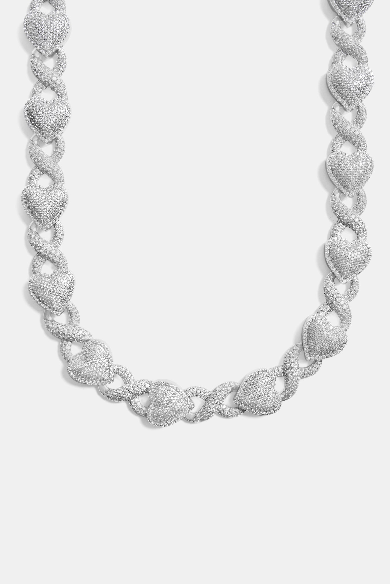 14mm Iced CZ Heart Infinity Chain - White Gold | Mens Chains | Shop ...