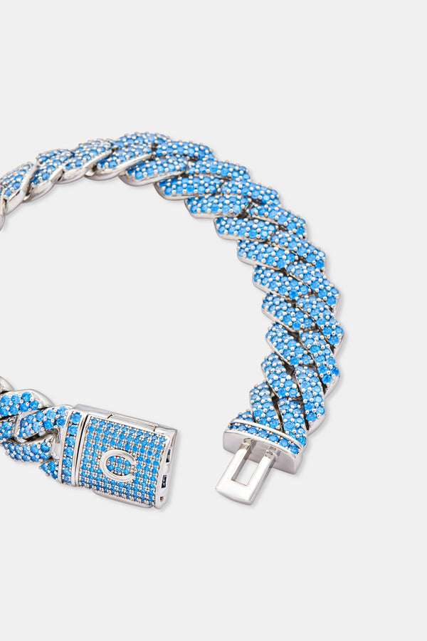 14mm Iced Blue Prong Cuban Bracelet