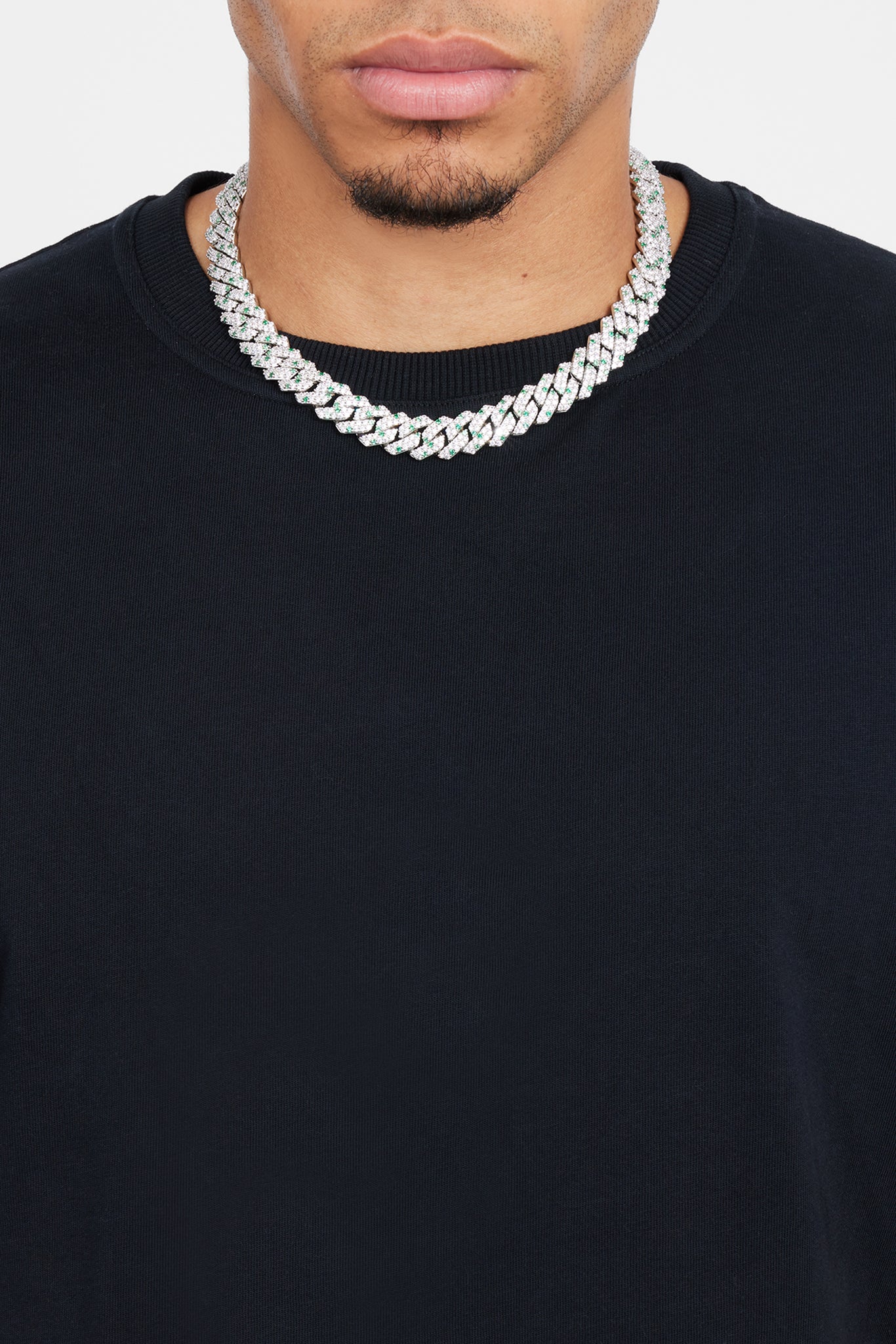 14 mm kubanische Kette mit klaren und grünen Zinken