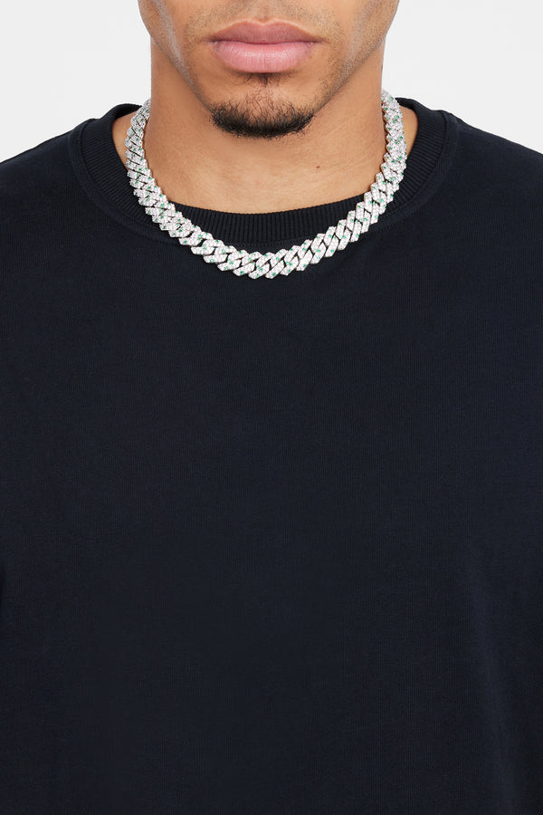 14 mm kubanische Kette mit klaren und grünen Zinken