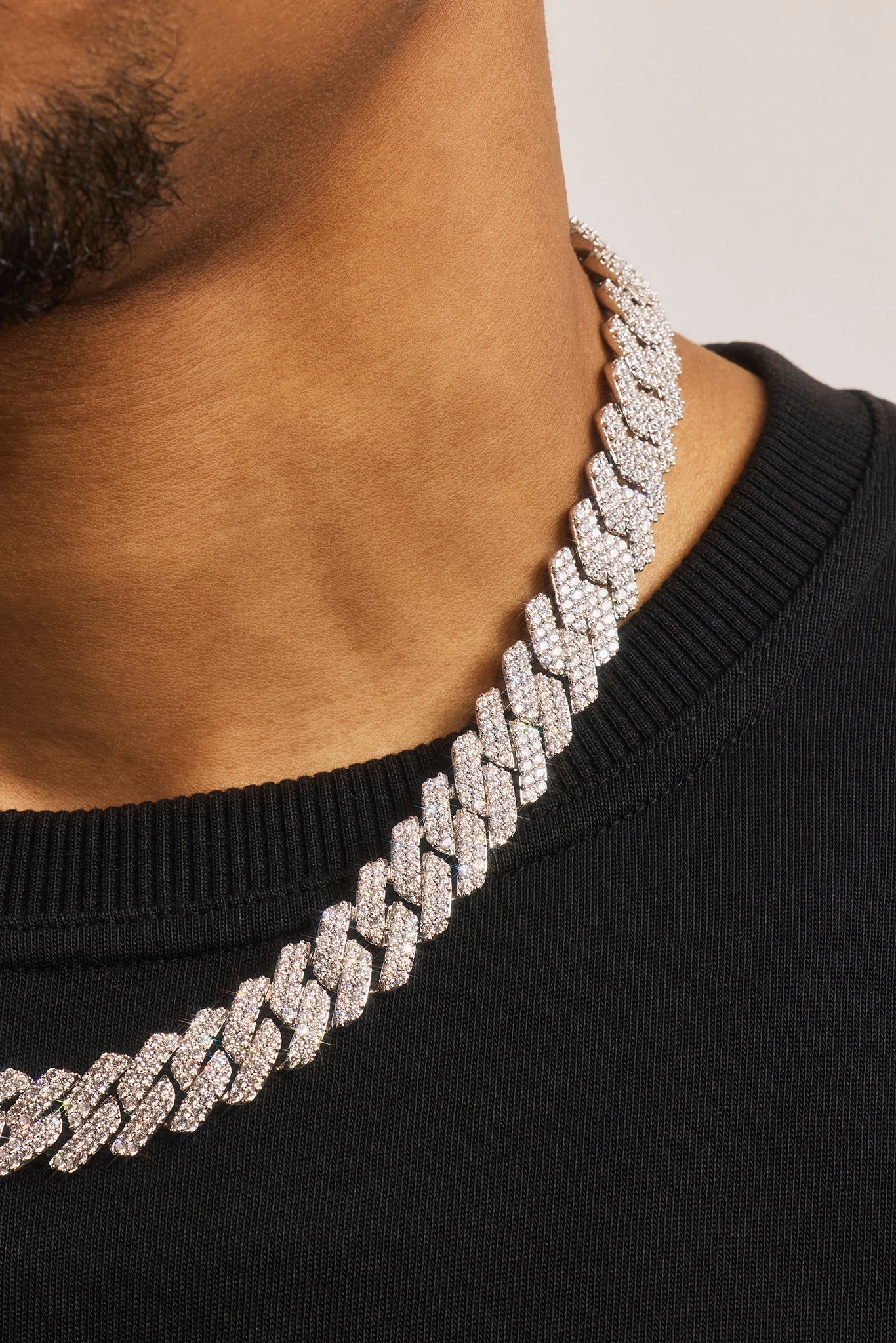 14mm Prong Cuban Chain White Gold | Iced Out Cuban Link | CERNUCCI