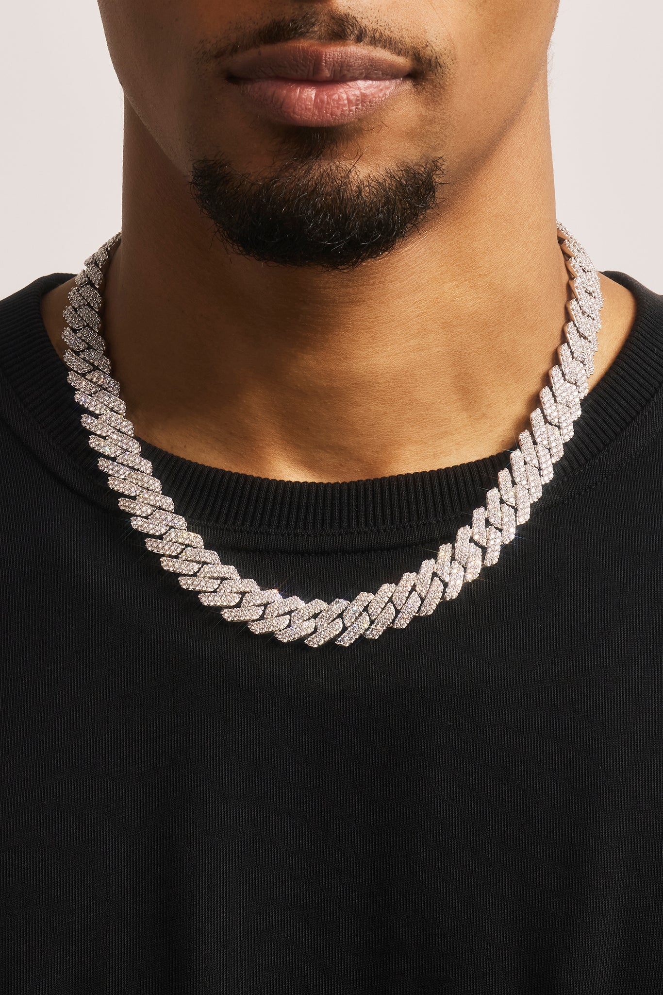 14mm Prong Cuban Chain White Gold | Iced Out Cuban Link | CERNUCCI