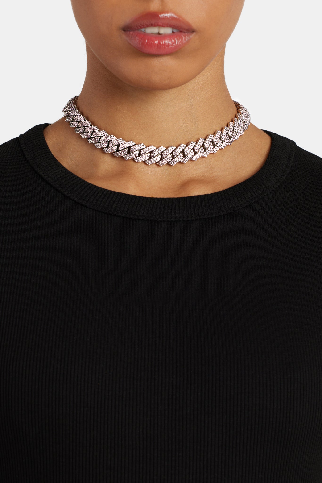 14 mm rosafarbenes Choker-Kettenarmband mit kubanischer Zinke 