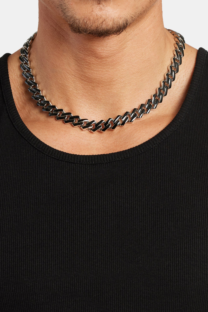 14mm Stainless Steel Black Enamel Prong Cuban Chain – Cernucci