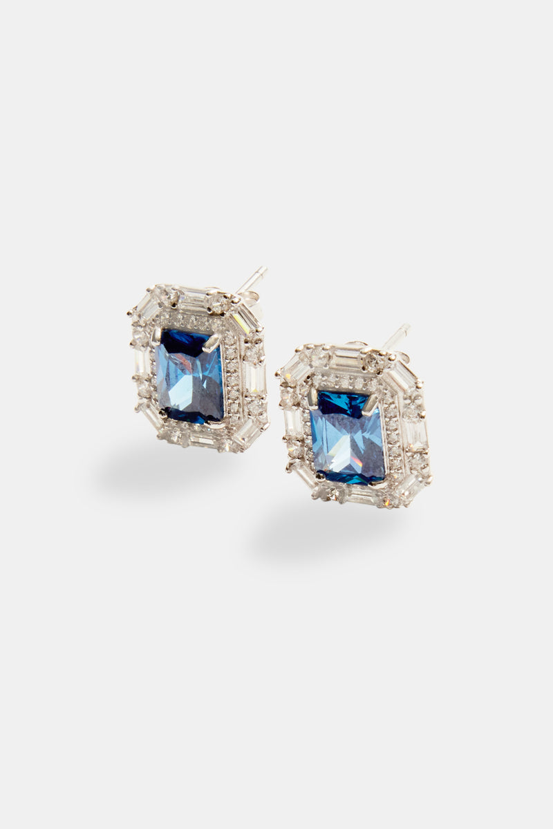 14 Karat Gold Plated Purple Baguette CZ Earrings main image 1