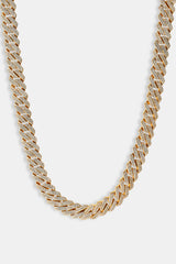 14 mm Iced Prong Link Kette - Gold