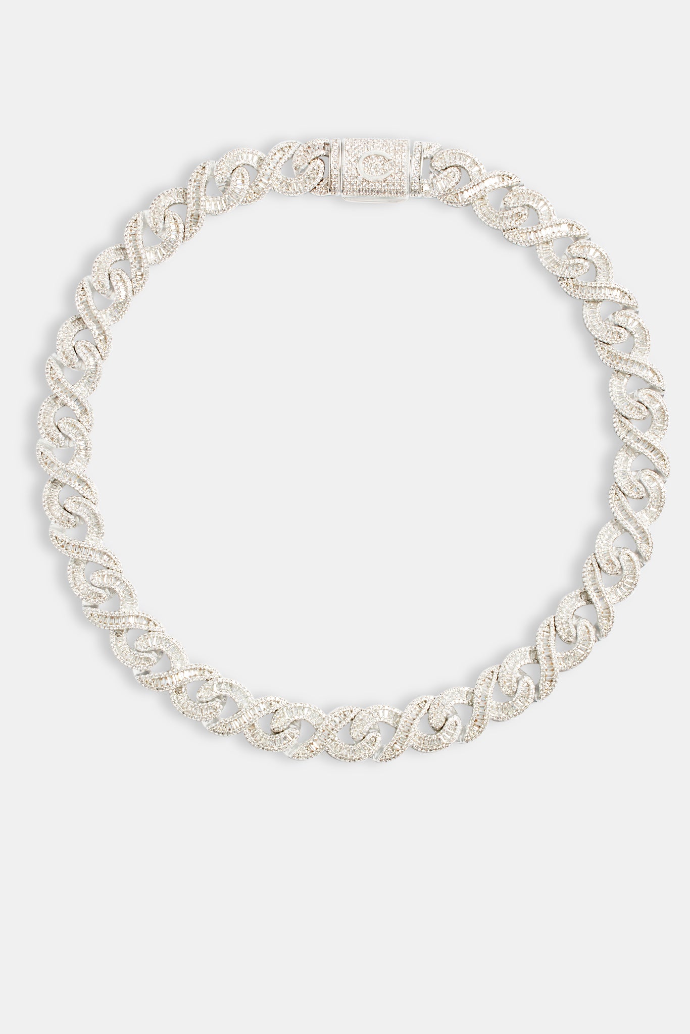 15mm Iced CZ Baguette Infinity Chain