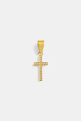 18mm Iced CZ Micro Gold Plated Cross Pendant
