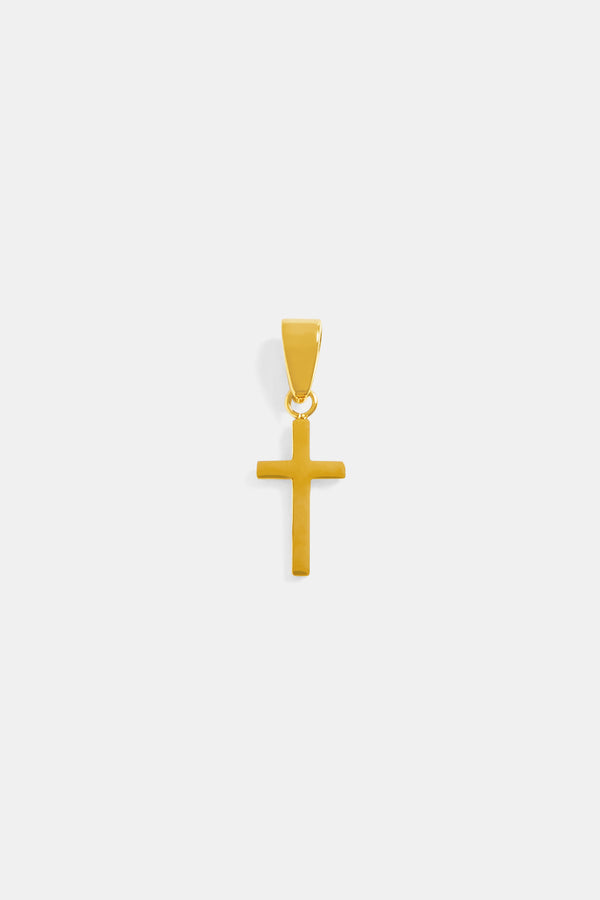 18mm Micro Polished Gold Plated Cross Pendant