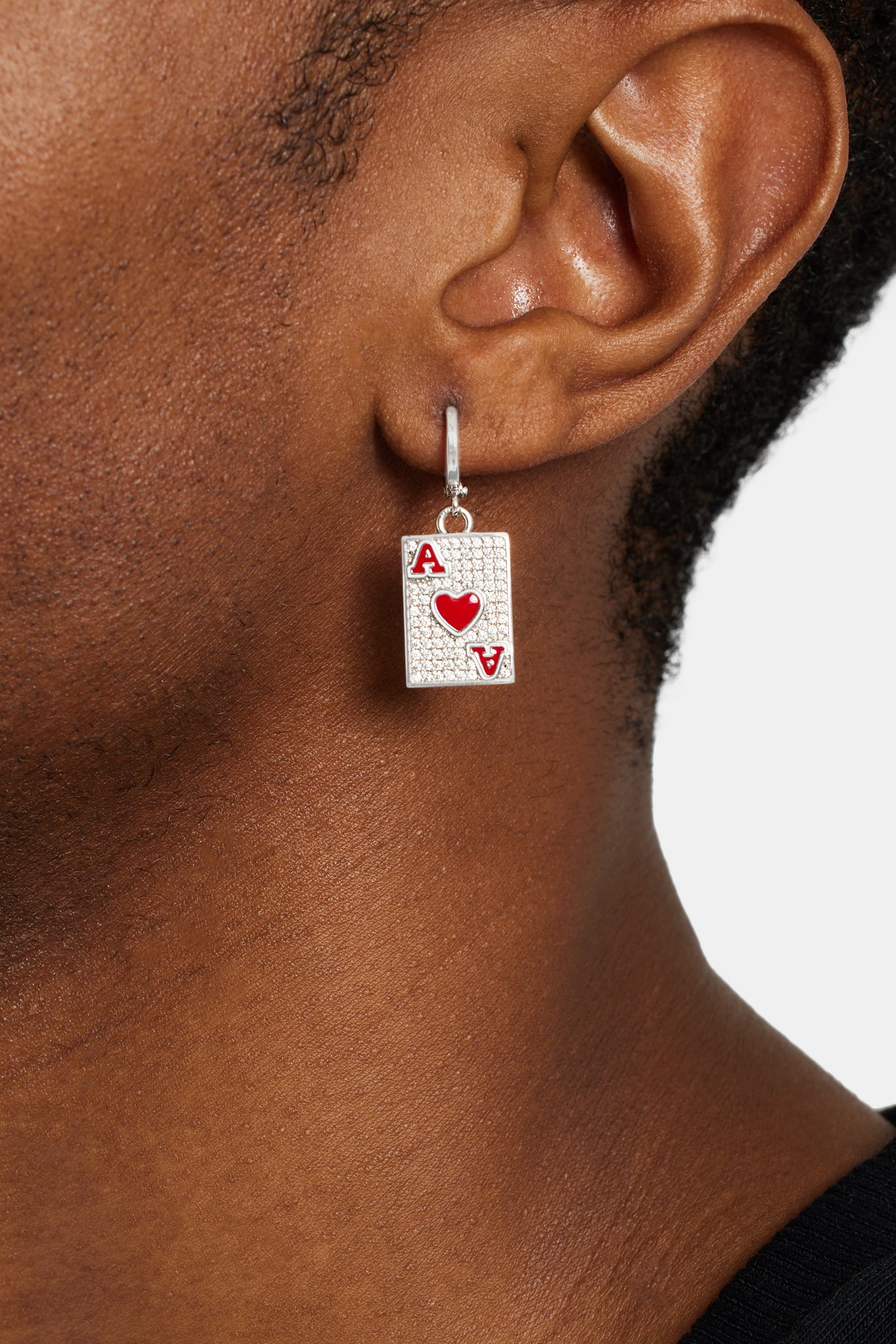 Creolen „Ace of Heart“ mit Iced CZ, 20 mm 