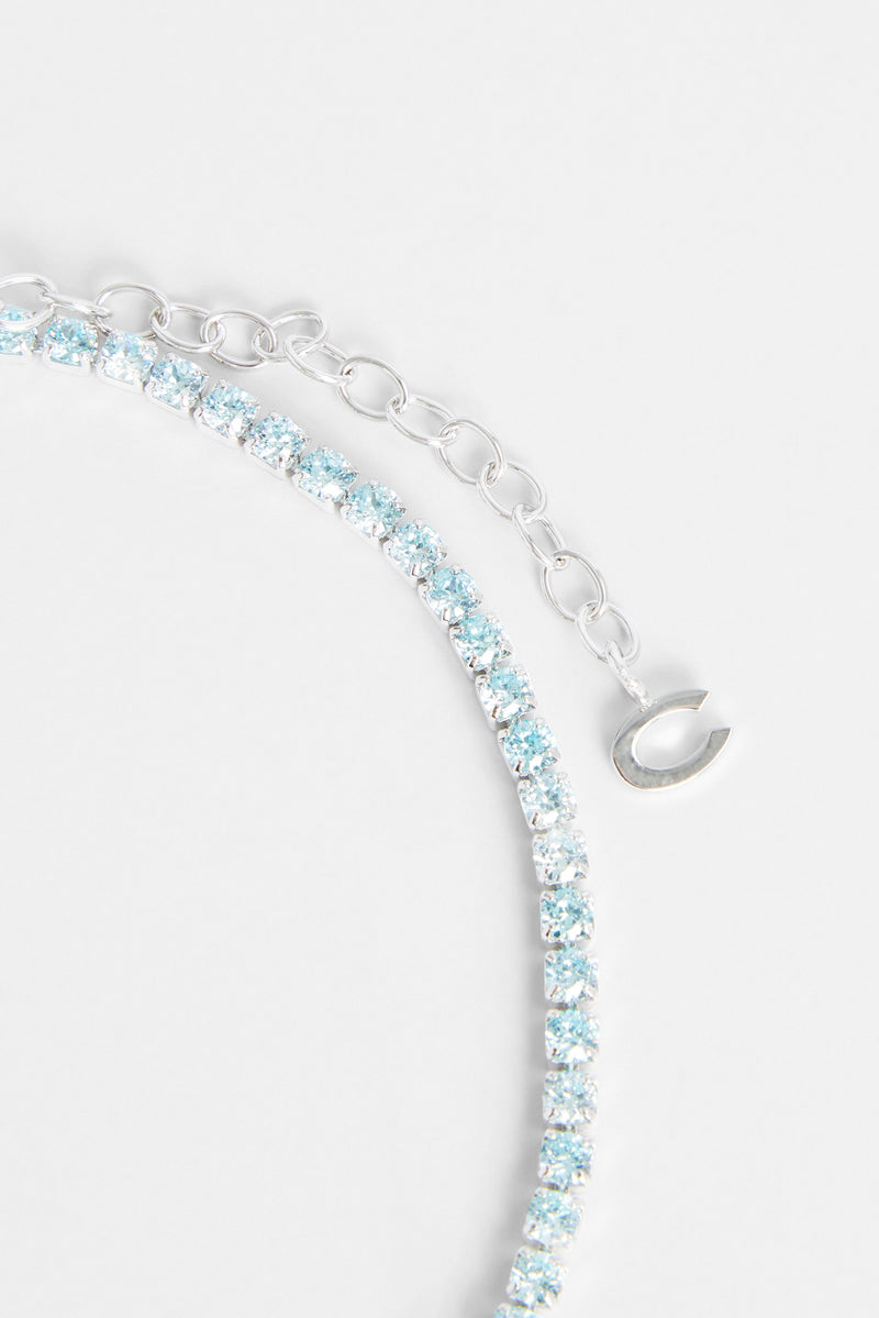 2.5mm Iced Blue CZ Micro Tennis Anklet