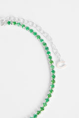 2.5mm Iced Green CZ Micro Tennis Anklet