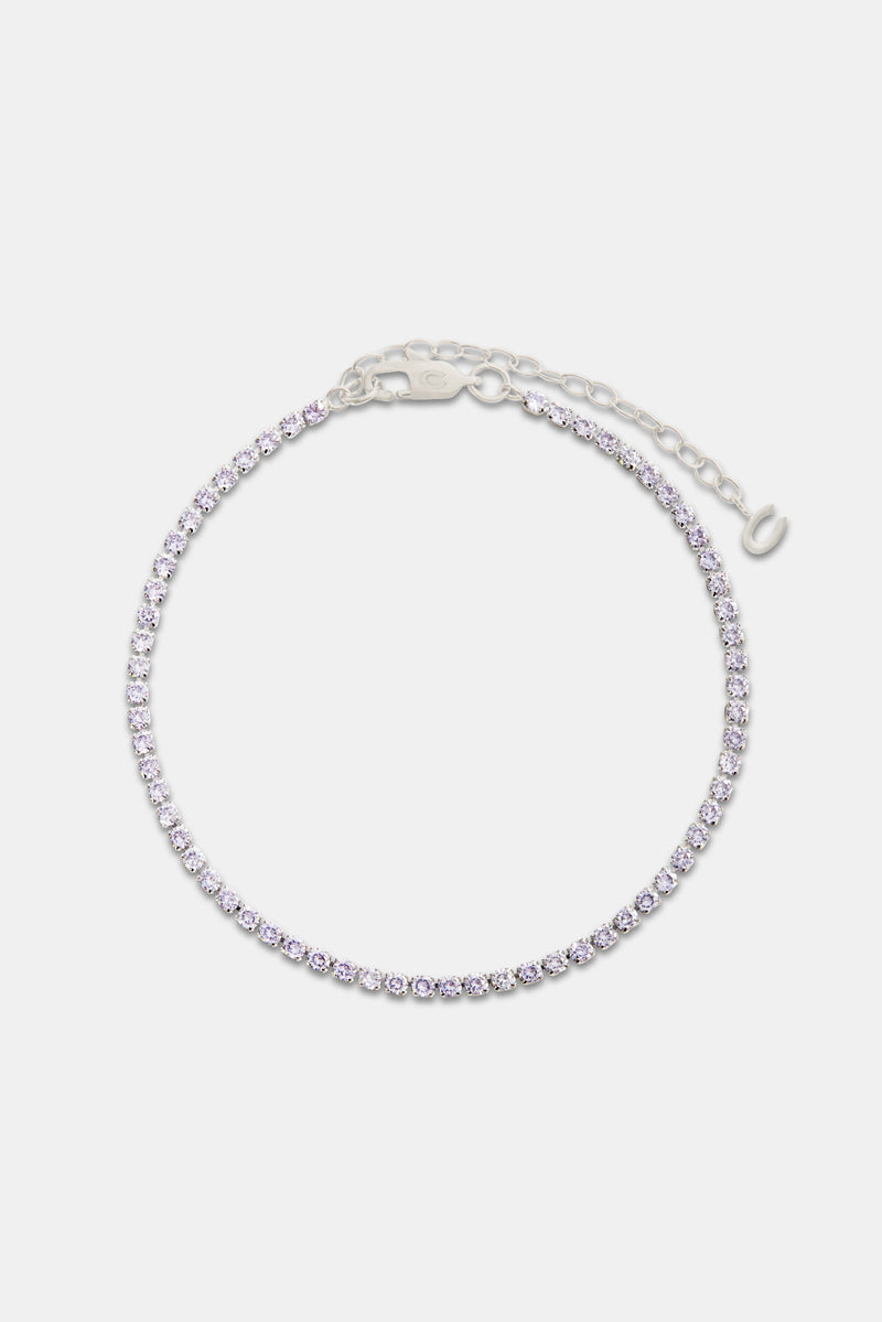 2.5mm Iced Lilac CZ Micro Tennis Anklet
